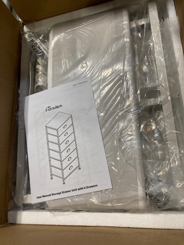 Photo 1 of ***missing hardware***
Furnulem White Tall Dresser for Bedroom,Vertical Storage Tower Unit and End Table with 6 Drawers, Nightstand Furniture with Fabric Drawer Organizer in Living Room,Closet,Entryway,Hallyway