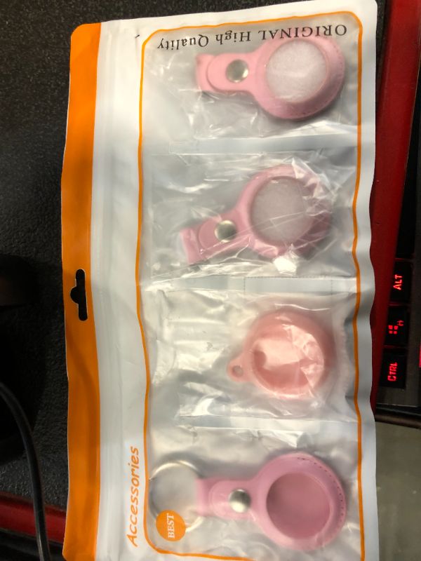 Photo 1 of 4pcs Pink Versatile Genuine Leather Coin Holder Keychain Fits Coin up to 1.5''
