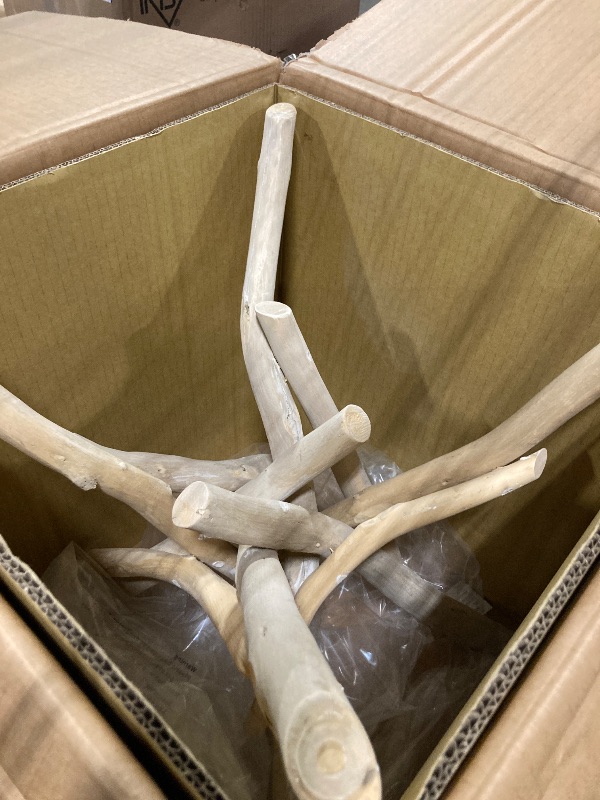 Photo 1 of Deco 79 Wood Handmade Side End Accent Table Tree Branch End Table with Clear Glass Top, Side Table 24" x 16" x 20", Brown