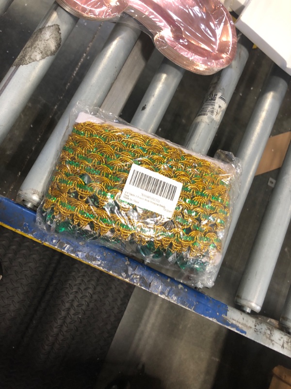 Photo 1 of 9.8 Yards 1.8 Inch Wide Hanging Beads Fringe Lace Green Rhinestone Bead Fringe Trim, Polyester Sewing Fringe Tassel Trims for Handmade DIY Clothing Curtain Decor