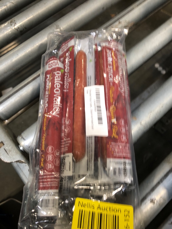 Photo 1 of **BBD 10/2025** Paleovalley Pasture-Raised Pork Sticks - Maple Bacon Flavor Meat Sticks Individually Wrapped, 28g - 10 Sticks - Gluten-Free Protein Snack