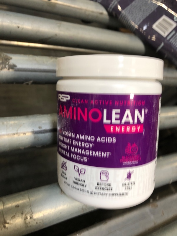 Photo 1 of **BBD 11/2027** RSP Nutrition AminoLean Powder, Blackberry Pomegranate, 8.25 oz