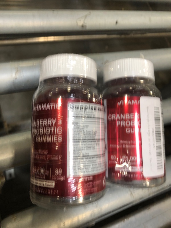 Photo 1 of ** BBD 08/2026** Vitamatic 2 Pack Vegan Cranberry Gummies with D-Mannose, Probiotic & Vitamin C for Women Urinary Tract Health - 25000mg Equivalent Per Serving (from 50:1 Extract 500 mg) - 60 Count