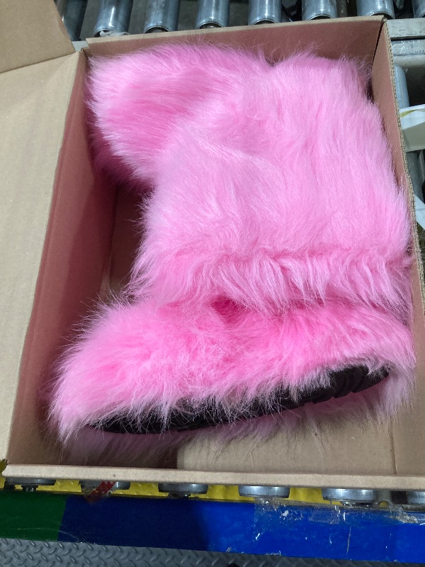 Photo 1 of ***SIZE 37 / US 6.5*** YESBOR Women's Faux Fur Winter Boots Warm Furry Fuzzy Snow Flat Boots for Cold Weather Pink