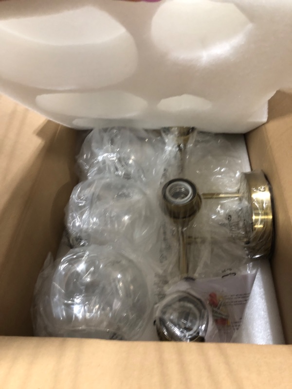 Photo 1 of 3-Light Brass Gold Bathroom Vanity Light Fixture, Mid-Century Bathroom Vanity Lights Over Mirror, Dimmable Antique Brass Vanity Light forBathroom with Frosted Milk Globe Glass, G9 Base