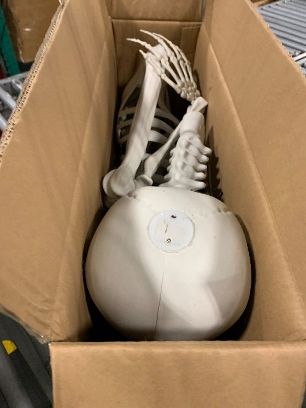 Photo 1 of 5.4 feet / 165 cm Halloween Skeleton, Full-Body Realistic Pirate Skeleton with LED Light-up Eyes, Movable Joints, Suitable for Indoor and Outdoor Halloween Props Decoration.