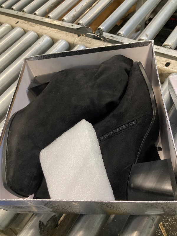 Photo 1 of Abbleet Knee High Boots for Women 70s Boots with Chunky Heel, Square Toe Tall Boots Side Zipper Block Heel Dress Boots(BlackSuede,9.5)