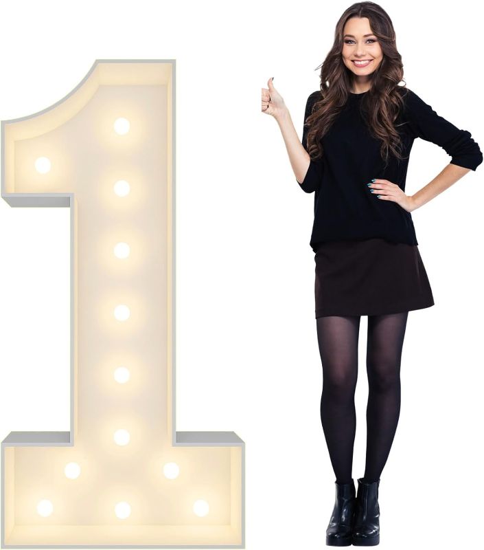 Photo 1 of 4ft  Numbers Pre-Cut Frame Giant Marquee Numbers 1, Mosaic Numbers for Balloons, First 1st  Birthday Anniversary Decorations Party Decor