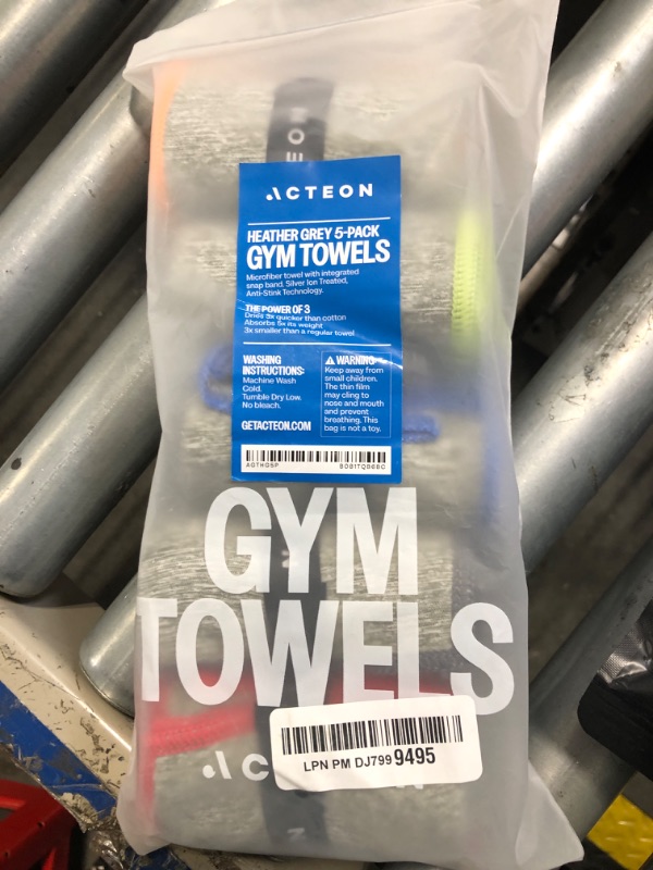 Photo 1 of Acteon Microfiber Quick Dry Gym Towel, Silver ION Odor-Free Absorbent Fiber, Fast Drying, Men & Women Workout Gear for Body Sweat, Working Out, Towels