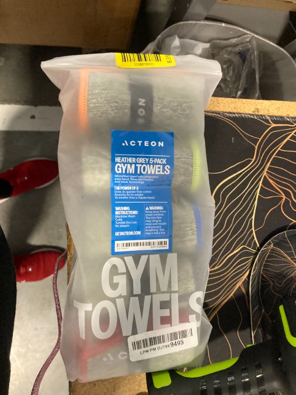 Photo 1 of Acteon Microfiber Quick Dry Gym Towel, Silver ION Odor-Free Absorbent Fiber, Fast Drying, Men & Women Workout Gear for Body Sweat, Working Out, Towels