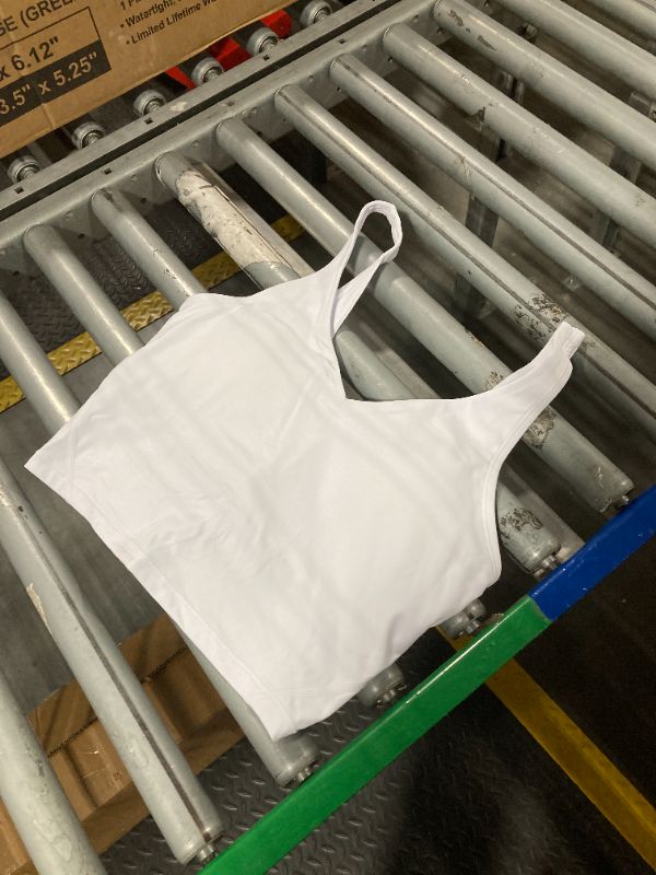 Photo 1 of ***dirty need clean, SMALL SIZE*** Women’s Longline Sports Bra Wirefree Padded Medium Support Yoga Bras Gym Running Workout Tank Tops (White, Small)