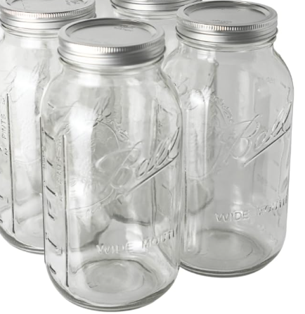 Photo 1 of  4 ONLY** Ball - 64oz Wide Mouth Mason Jars with Lids & Bands 6-Pack Half Gallon Mason Jars Clear Glass for Kitchen Storage & Canning for Herbs, Jelly, Jams, and Spices