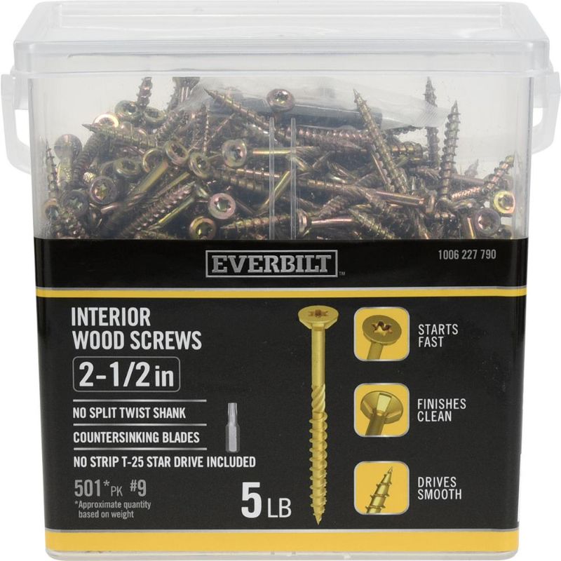 Photo 1 of #9 X 2-1/2 in. Star Drive Flat Head Interior Wood Screws (501-Pack)
