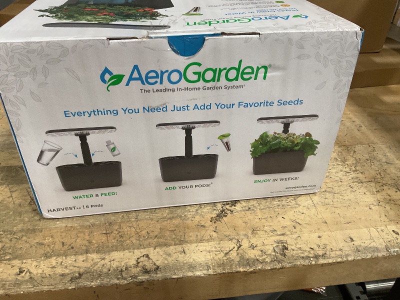 Photo 1 of AeroGarden Harvest 2.0, Indoor Garden Hydroponic System with LED Grow Light, Holds up to 6 AeroGarden Pods, Charcoal