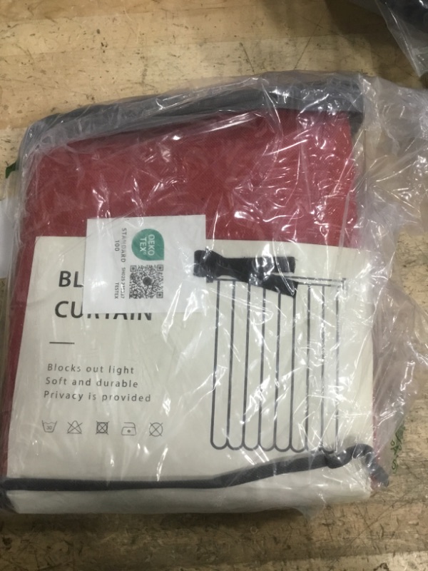 Photo 1 of 100% Blackout Shield Linen Blackout Curtains for Bedroom 84 Inches Long, Back Tab/Rod Pocket Living Room Drapes, Thermal Insulated Blackout Curtains 2 Panels Set, 50" W x 84" L, Red