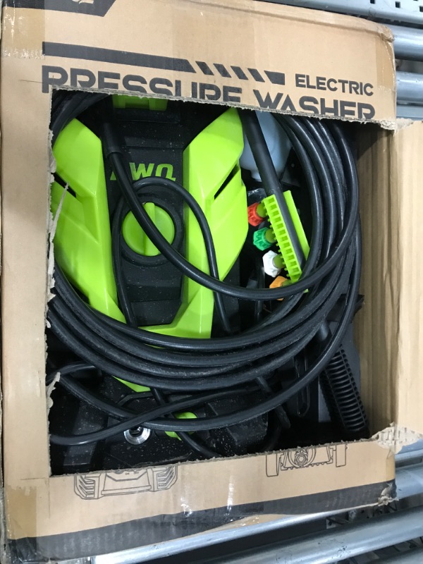 Photo 1 of Electric Pressure Washer, 2.5 GPM Power Washer with 4 Quick Connect Nozzles, High Pressure Cleaning Machine with Foam Cannon for Cars/Fences/Driveways/Patios/Home Cleaning (Green)