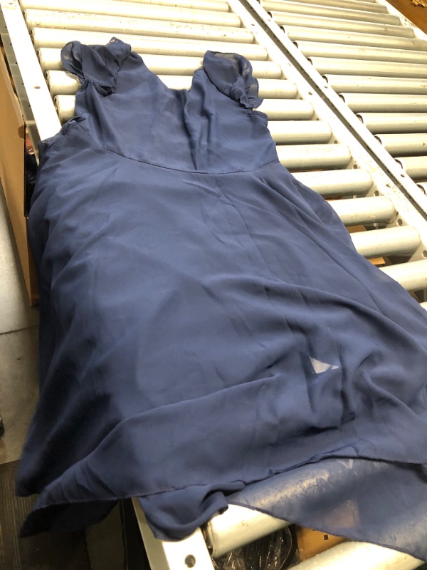Photo 1 of (MISSING BLET) (USED/FAIR) Galawaqe Kids Chiffon Cute A-Line Short Dress with Asymmetrical Layered Ruffled Bow Tie Teen Girl Bridesmaid Dress Navy Blue