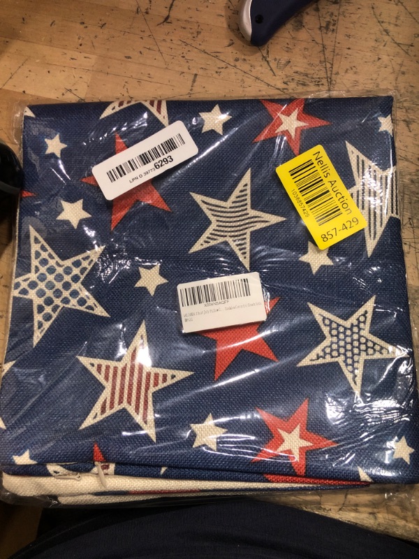 Photo 1 of 4th of July Pillow Covers 18x18 Set of 2 Red Blue Black Stars Patriotic Throw Pillows Independence Memorial Day Decorative Pillowcase Summer Outdoor Farmhouse Cushion Case for Couch Sofa Decor