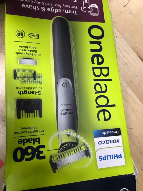 Photo 1 of Philips Norelco OneBlade 360 Hybrid Face + Body, Electric Beard Trimmer, Shaver and Body Groomer, with 360 Blade Technology, 1x 360 Blade for Face, 5in1 Adjustable Comb, 1x Body Kit, Model QP2834/70