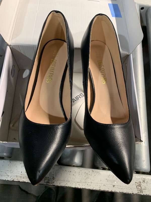 Photo 1 of (SIZE 8) (USD/FAIR) DREAM PAIRS Womens Closed Toe High Heels Dress Pointed Toe Wedding Pump Shoes, Black Pu - 7.5 Wide (Christian-New-W)