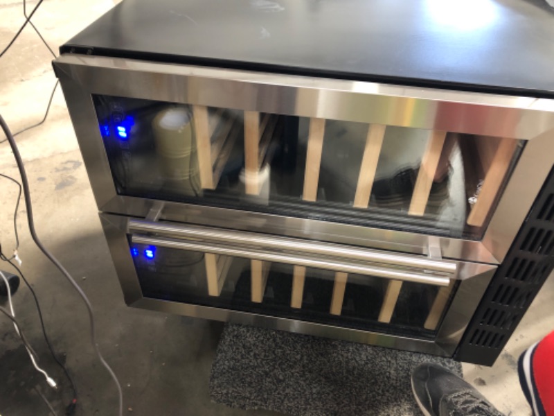 Photo 1 of *** PARTS ONLY **** KingChii 24 Inch 34 Bottle Dual Zone Wine Cooler Refrigerator Professional Compressor, Stainless Steel & Tempered Glass For Red Wine, Champagne - Built-in or Freestanding for Home, Office, Kitchen