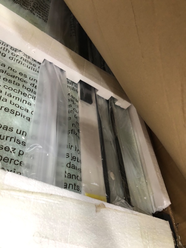 Photo 1 of ***************NEW, BUT 1 PIECE OF GLASS IS SHATTERED************
KPUY Frameless Shower Door, 56-60" W x 76" H Sliding Glass Shower Door, 1/4" (6mm) Thick Tempered Clear Glass with Explosion-Proof Film Nano Coating in Matte Black Finish