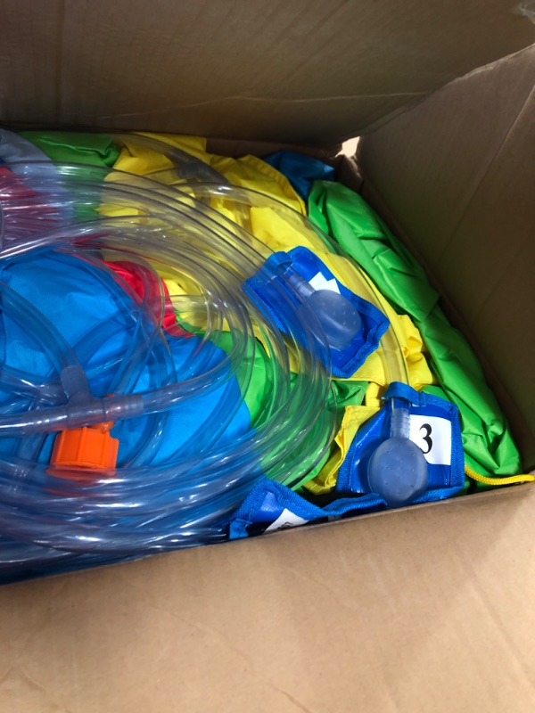 Photo 1 of Causeair Inflatable Water Slide with Bounce House,Dolphin Styling,Splashing Pool,Double Water Cannon,Climbing Wall,Heavy Duty GFCI Blower,Inflatable Water Park Slide for Kids Backyard Summer