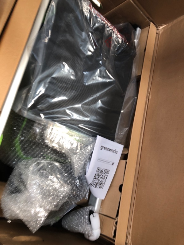 Photo 1 of (parts/untested) Greenworks 60V 21” Cordless (Push) Lawn Mower (LED Lights + Aluminum Handles), 5.0Ah Battery and Rapid Charger (out of packaging) 