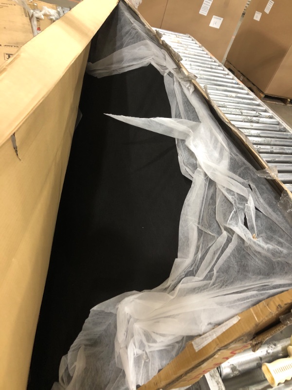 Photo 1 of ************PARTIAL ITEM, THIS IS ONLY BOX 1 OUT OF 3*******************
Meridian Furniture OxfordNavy-F Oxford Collection Mid-Century Modern Linen Textured Fabric Upholstered Bed with Wing Back Headboard and Espresso Wood Legs, 63" W x 81.5" D x 53" H, N