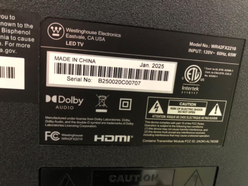 Photo 1 of **************SCREEN DAMAGED, NON-FUNCTIONAL, FINAL SALE*****************
Westinghouse Roku TV - 42 Inch Smart Television, 1080P LED Full HD with Wi-Fi Connectivity and Mobile App, Flat Screen Compatible with Apple Home Kit, Alexa and Google Assistant