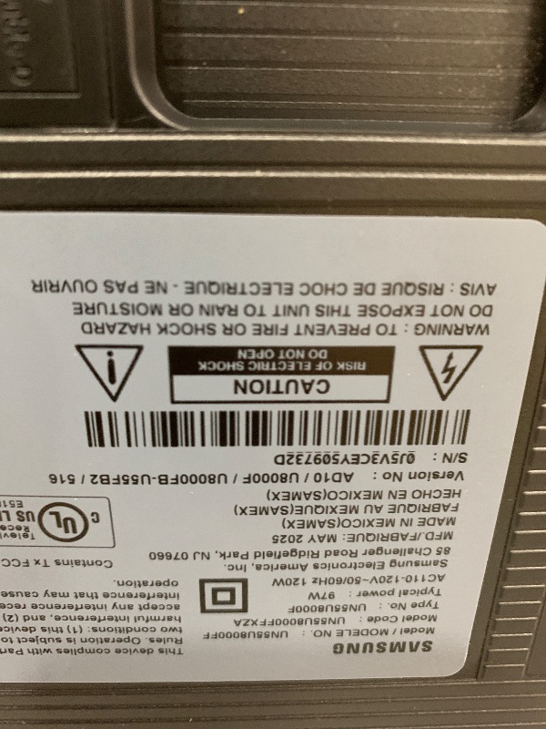 Photo 1 of *************MAJOR DAMAGE, NON-FUNCTIONAL, FINAL SALE****************
Samsung 55-Inch Class Crystal UHD U8000F 4K Smart TV (2025 Model) Endless Free Content, Crystal Processor 4K, MetalStream Design, Knox Security, Works with Alexa