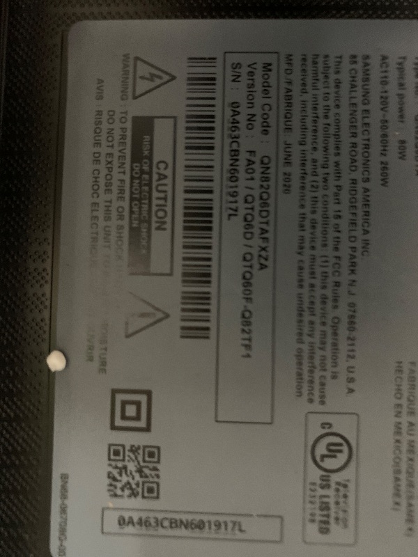Photo 1 of ************SCREEN CRACKED, NON-FUNCTIONAL, FINAL SALE**************
Samsung 85-Inch Class QLED Q8F 4K UHD Smart TV (2025 Model) Q4 AI Processor, 100% Color Volume with Quantum Dot, AirSlim Design, Endless Free Content, Samsung Vision AI, Alexa Built-in