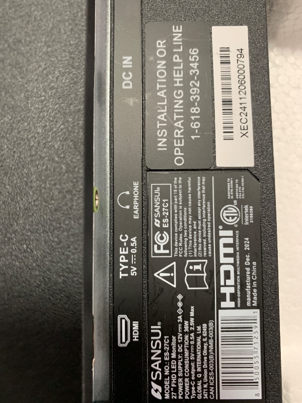 Photo 1 of ***********MONITOR WILL NOT TURN ON************
SANSUI Curved Monitor 27 inch 100Hz USB Type-C Computer Monitor with Speakers Built in?FHD 1080p?HDR?110% sRGB?1500R?VESA Compatible,for Tablet,Desktop,Laptop and PC Work Gaming (ES-27C1)
