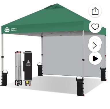 Photo 1 of  10'x10' Instant Canopy Tent with 1 Sidewall with One Push Setup Sun Shelter for Events Parties Forest Green