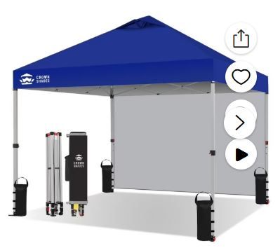 Photo 1 of 10'x10' Instant Canopy Tent with 1 Sidewall with One Push Setup Sun Shelter for Events Parties Navy Blue