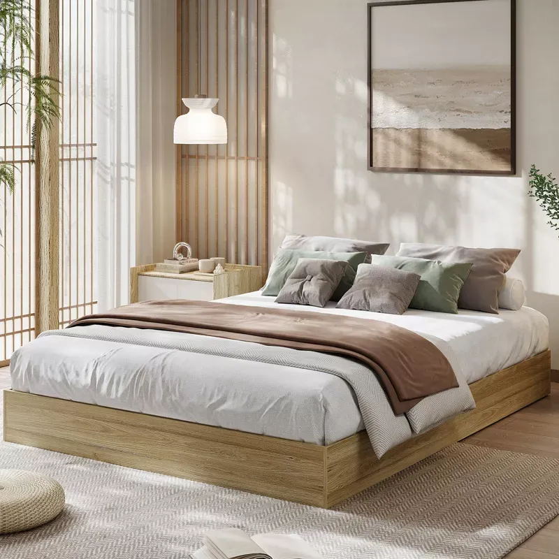 Photo 1 of (FULL  SIZE) Garvee King/Queen/Full/Twin Size Wood Platform Bed Frame,Wooden Bed Frame Without Headboard, Wood Slat Support,No Box Spring Needed, Easy Assembly