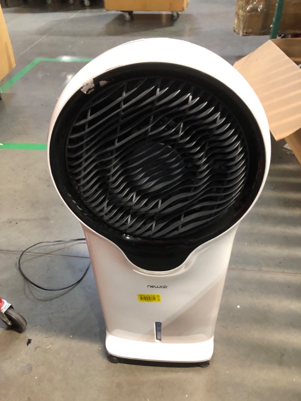 Photo 1 of ***HEAVILY USED AND DIRTY - POWERS ON - UNABLE TO TEST FURTHER - SEE PICTURES***
 Newair Evaporative Cooler 470 CFM 250 sq. ft. Freestanding Home Air Cooler 3 Fan Speeds 1.45 Gallon Water Tank, White Easy Glide Wheels Remote Control Included