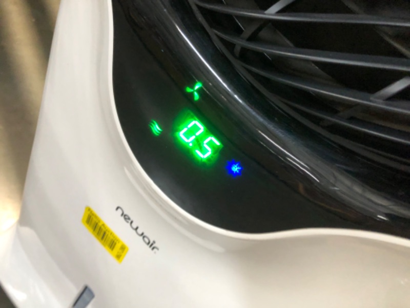 Photo 1 of ***HEAVILY USED AND DIRTY - POWERS ON - UNABLE TO TEST FURTHER - SEE PICTURES***
 Newair Evaporative Cooler 470 CFM 250 sq. ft. Freestanding Home Air Cooler 3 Fan Speeds 1.45 Gallon Water Tank, White Easy Glide Wheels Remote Control Included