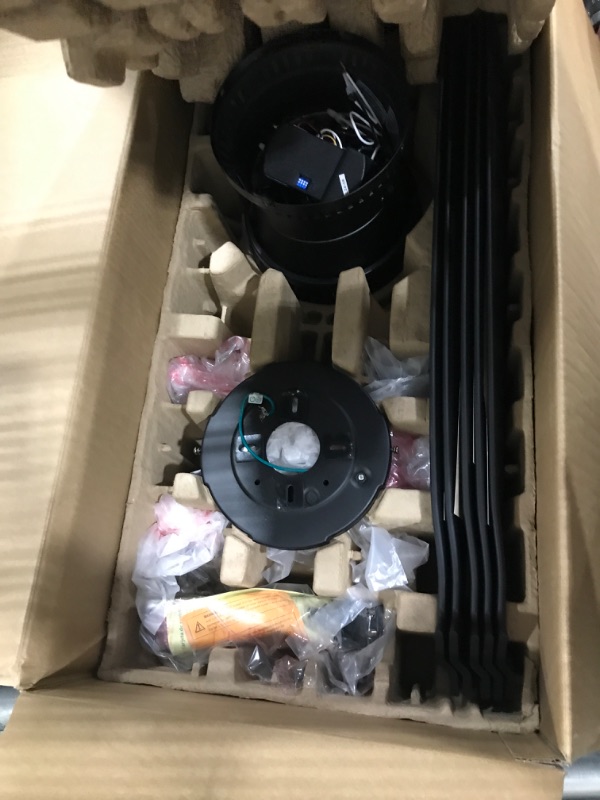 Photo 1 of ***PARTS ONLY***Hampton Bay Hawkspur 52 in. Indoor/Outdoor Matte Black Low Profile Ceiling Fan with Adjustable White LED with Remote Included AK424-MBK