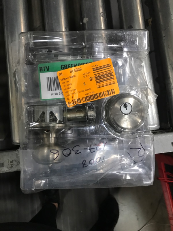 Photo 1 of ***FINAL SALE*** Kwikset Pismo Round Rose Satin Nickel Knob Door Combo Pack Featuring SmartKey Security