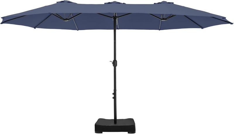 Photo 1 of ***MISSING HARDWARE/PARTS ONLY***

15 ft Extra Large Patio Umbrella with Base Included, Rectangular Outdoor Umbrella Heavy Duty, Market Umbrella Double-sided Fade Resistant for Pool Garden Backyard, Navy Blue