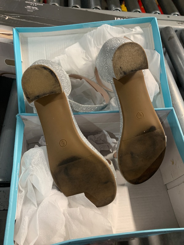 Photo 1 of ***(HEAVILY USED/ MINOR DAMAGE)***Dufannie Silver Girls High Heels Kids Dress Shoes Big Girl Heeled Sandal Size 6 Open Toe Formal Sparkle Pageant Shoes for Kids Sandals Pumps Church Wedding Graduation Party(3603Silver 6)