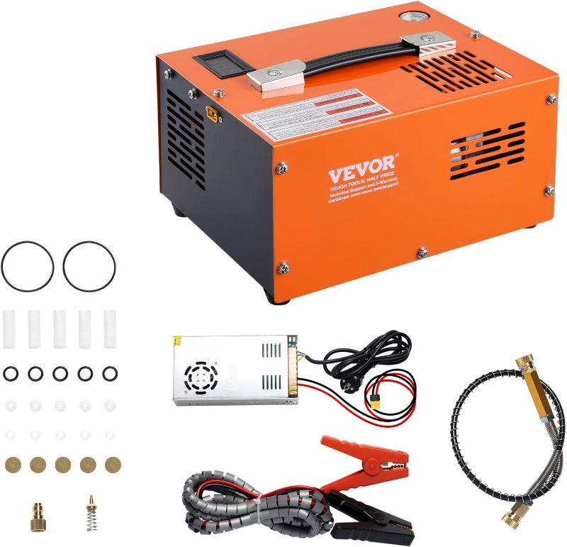 Photo 1 of  Air Compressor, 4500PSI Portable PCP Compressor, 12V DC/110V AC PCP Airgun Compressor Manual-stop, w/External Power Adapter, Built-in Fan, Suitable for Paintball, Air Rifle, Scuba Bottle