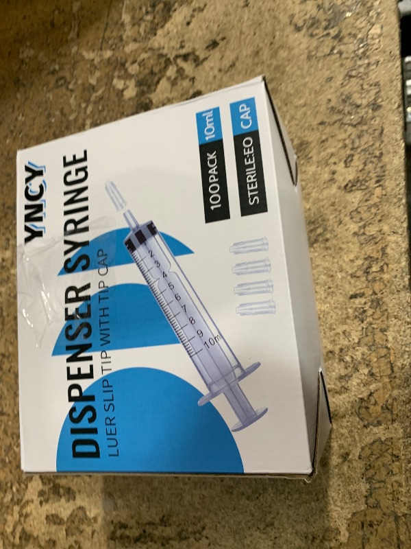 Photo 1 of 100 Pack 10ml Syringes with Cap, Luer Slip Tip, 10cc syringe Whole Pack Bulk Sterile Sealed, No Needle