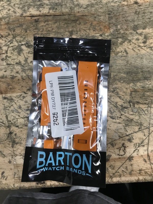 Photo 1 of (USED/FAIR) (BAGGED) BARTON WATCH BANDS Quick Release Elite Silicone Watch Bands, Pumpkin Orange Top/Black Bottom, 22mm