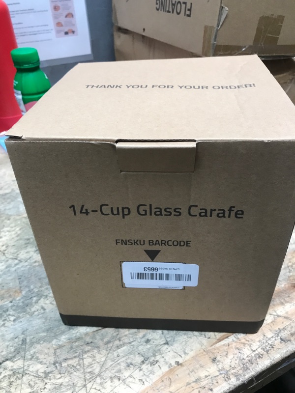 Photo 1 of 14-Cup Glass Replacement Coffee Carafe Compatible with Cuisinart Coffee Maker Models DCC-2200, DCC-2600, DCC-2800, DCC-3200, and DCC-3200P1, Coffee Pot Decanter Pitcher, Black Handle