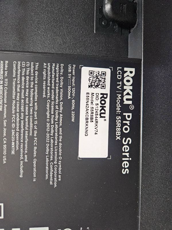 Photo 1 of ** Broken screen, Final sale ** Roku Smart TV – 55-Inch Pro Series 4K QLED RokuTV with Backlit Roku Voice Remote Pro, Dolby Vision IQ, 120Hz Refresh Rate – Live Local News, Sports, Gaming