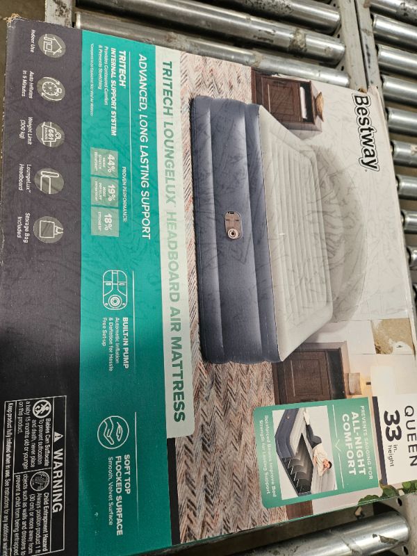 Photo 1 of 
Bestway 33" Queen Air Bed with Built-in AC Pump, Tritech LoungeLux Headboard Air Mattress