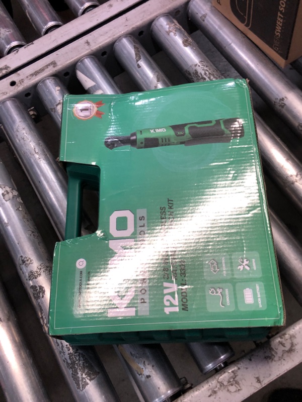 Photo 1 of ***PARTS ONLY***KIMO Cordless Electric Ratchet Wrench Set, 40 Ft-lbs, 400 RPM, 12V Cordless Ratchet Wrench 3/8" w/ 60-Min Charger, 7 Sockets, 1/4" adapter, 2-Pack 2000mAh Lithium-Ion Batteries, Variable Speed Trigger