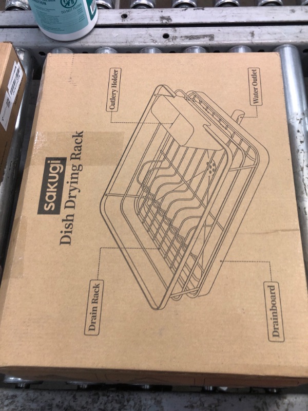 Photo 1 of (USED/FAIR) Sakugi Dish Drying Rack - Stainless Steel Dish Rack with Drainboard for Kitchen Counter and Sink, 15.6" D x 12" W x 5" H, Black